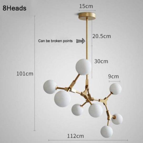 Suspension design à LED en métal doré et boules en verre Loft - vue 8 sur 12