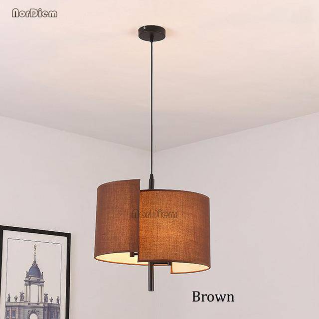 LED pendant light fabric with rounded lampshade