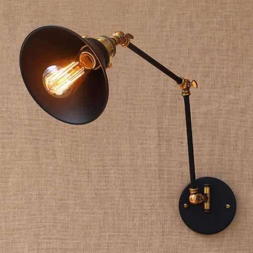 wall lamp black and gold adjustable American country