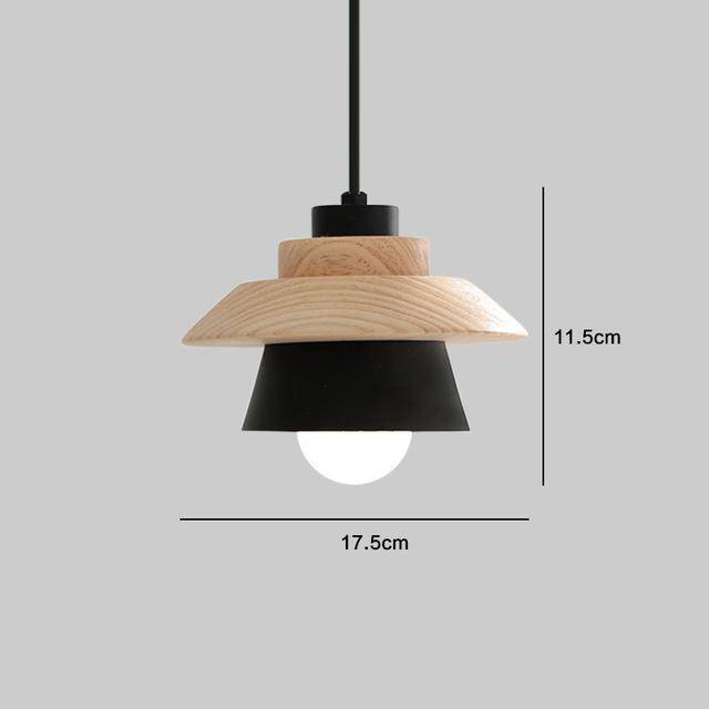 pendant light conical design in wood and metal (black or white)