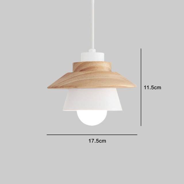 Suspension conique design en bois et métal (noir ou blanc)