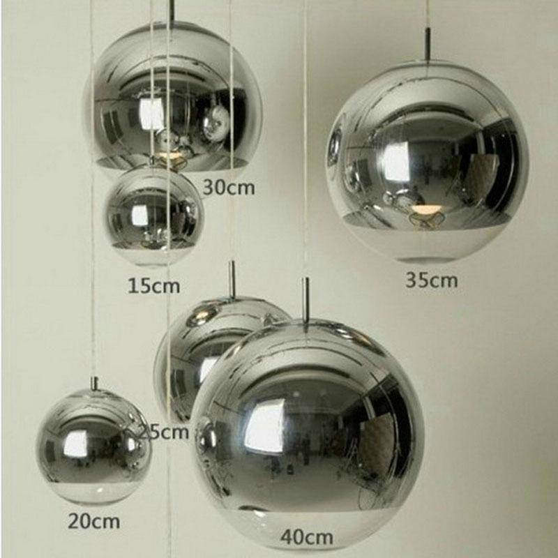 Lámparas de suspensión en bola de cromo (varios tamaños)