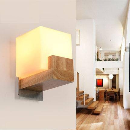 wall lamp wooden LED wall cubes