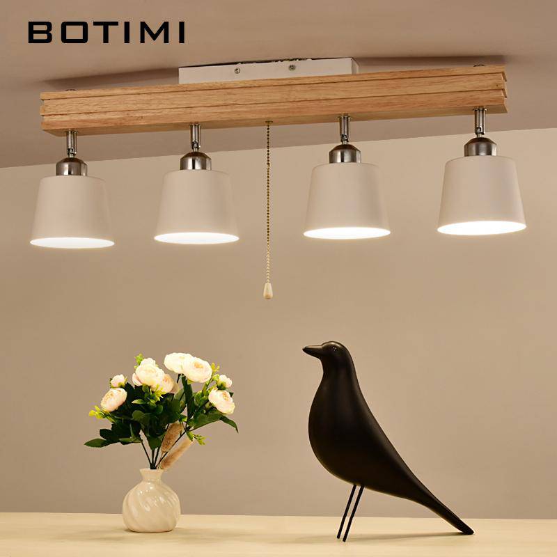 Plafonnier LED ajustable en bois et métal - vue 3 sur 7