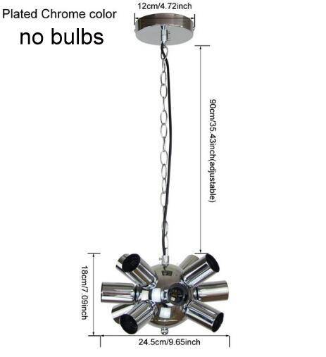 Lámpara de suspensión bola de metal cromado con varias lámparas