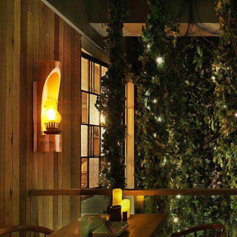 Lámpara de pared de bambú rústico Loft