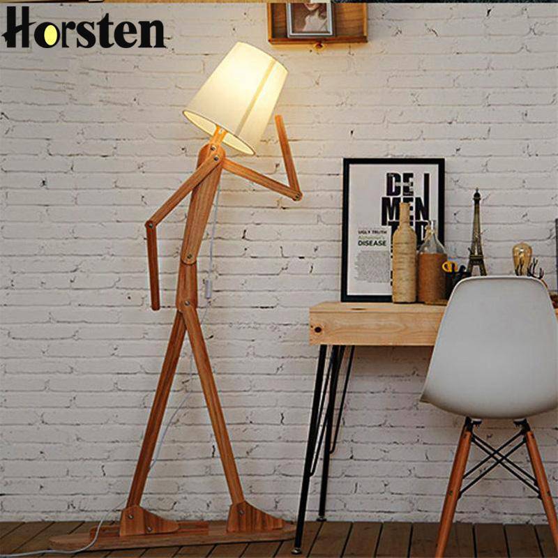 Floor lamp wooden man shaped Japanese style
