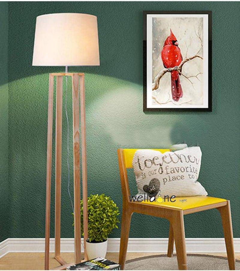 Lampadaire style japonais avec pieds en bois et abat-jour Nordic - vue 7 sur 6