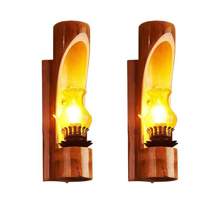 Applique murale antique rustique en bambou de bois