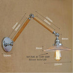 Applique murale LED ajustable Art Deco chromée, bois et verre