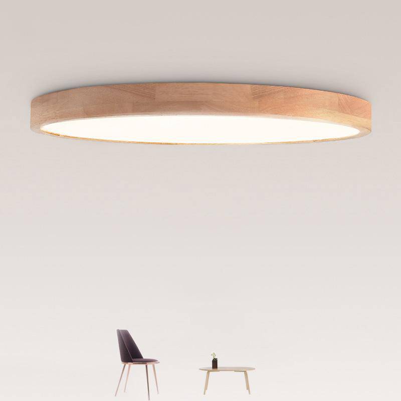 Lámpara de techo de madera LED muy fina con forma redonda