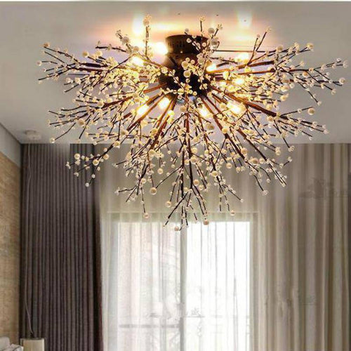 Lustre en cristal en forme de branches d'arbre