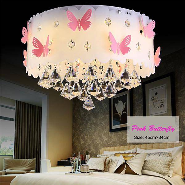 Plafonnier en cristal à LED avec papillons