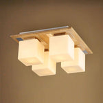 Plafonnier design en bois avec lampes rectangles