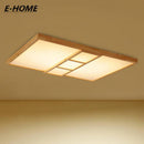 Plafonnier en bois design à LED avec carrés