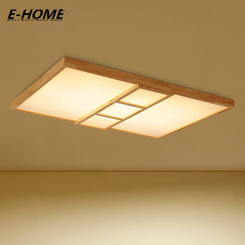 Lámpara de techo de madera design con LEDs y cuadrados