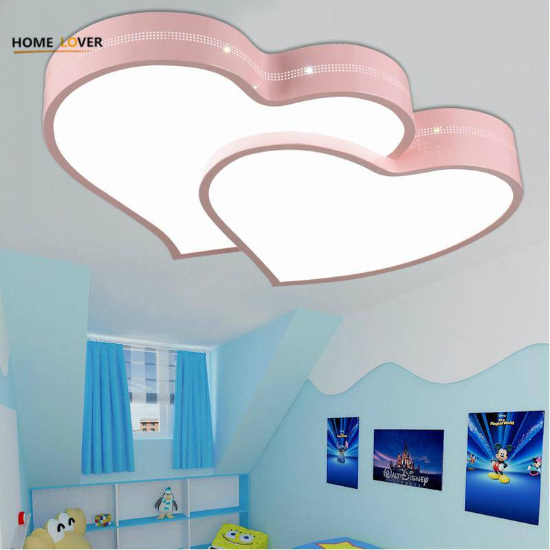 Plafonnier enfant LED double coeur pour fille (rose ou blanc)