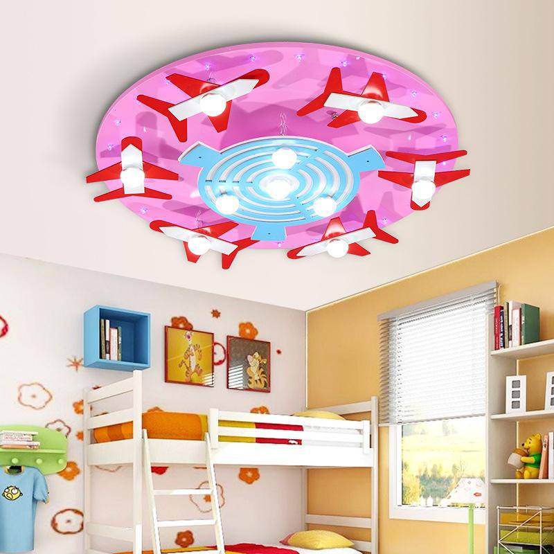 Round children's ceiling light with planes
