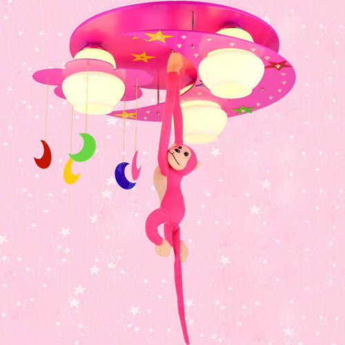 Plafonnier enfant avec singe suspendu (plusieurs couleurs)