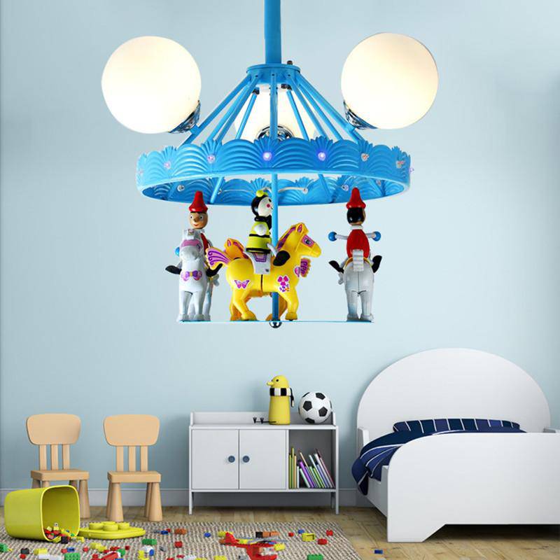 Lustre enfant LED avec manège à chevaux