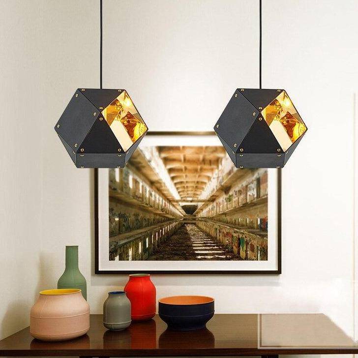 Lámpara de suspensión design Galería metálica estilo geométrico LED