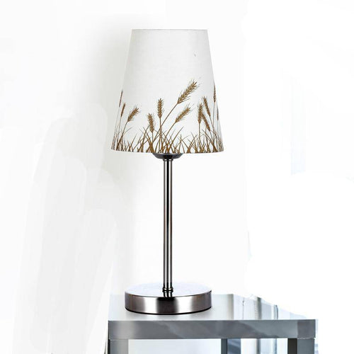 Lampe de chevet chromé avec abat-jour dessin de blé - vue 2 sur 2