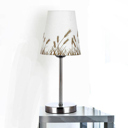 Chromium-plated bedside lamp with lampshade wheat design