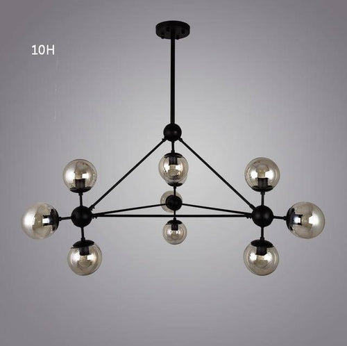Lustre design noir avec plusieurs branches et verre Livewin