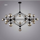 Lustre design noir avec plusieurs branches et verre Livewin