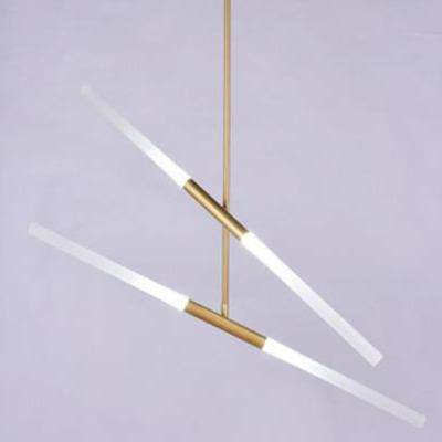 Suspension design doré en tube chic - vue 6 sur 7