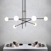 Lustre design noir avec plusieurs branches et verre Retro
