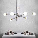 Lustre design noir avec plusieurs branches et verre Retro