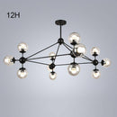 Lustre design noir avec plusieurs branches et verre Livewin