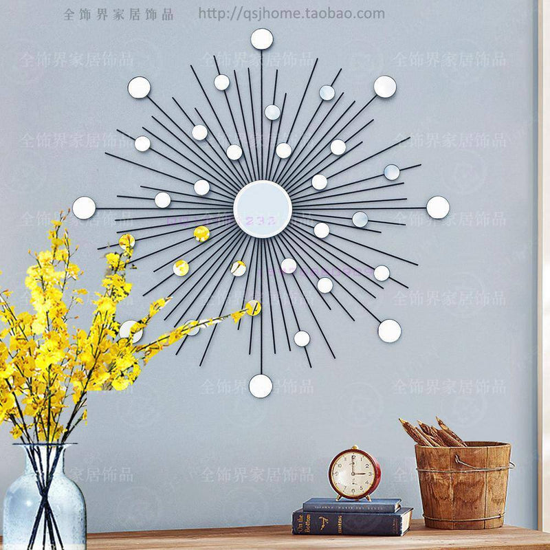 Round metal sunburst wall mirror Modern