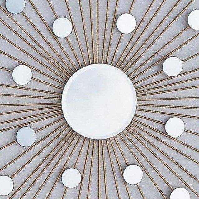 Round metal sunburst wall mirror Modern