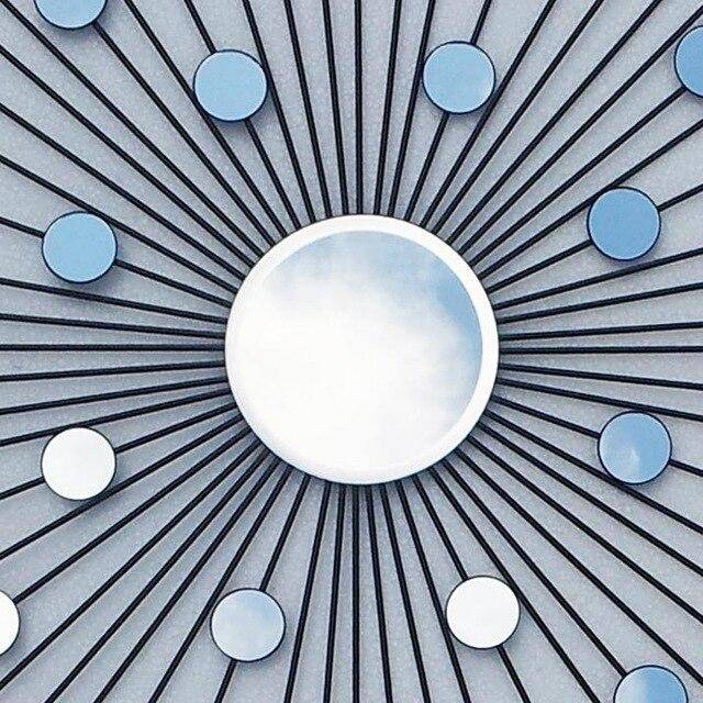Miroir mural décoratif soleil rond en métal Moderne