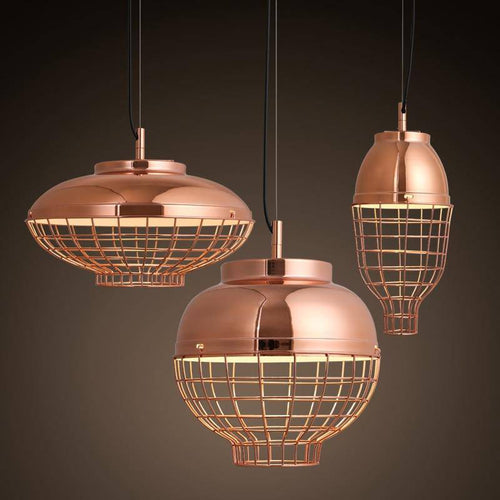 pendant light Vintage copper cage style chrome plated