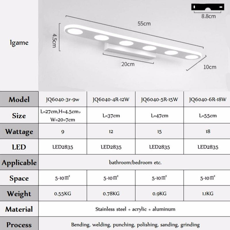 Aplique y espejo LED de tocador (varios modelos)