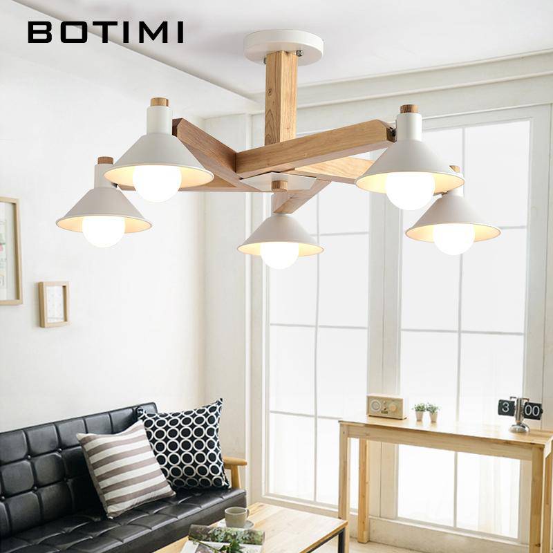 LED ceiling lamp in wood bulbs (black or white)