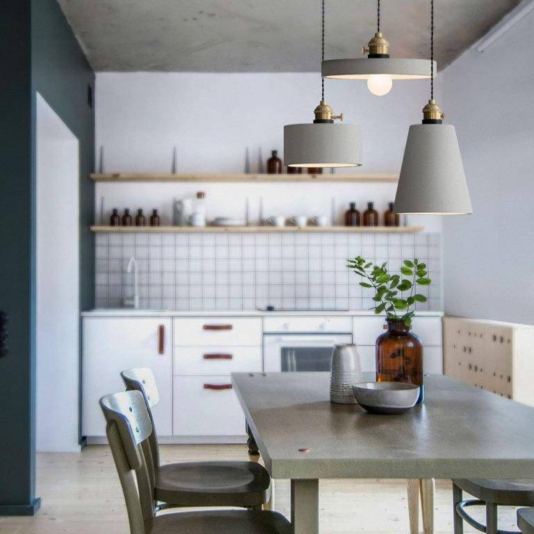 Suspension design LED en ciment de forme - vue 4 sur 8