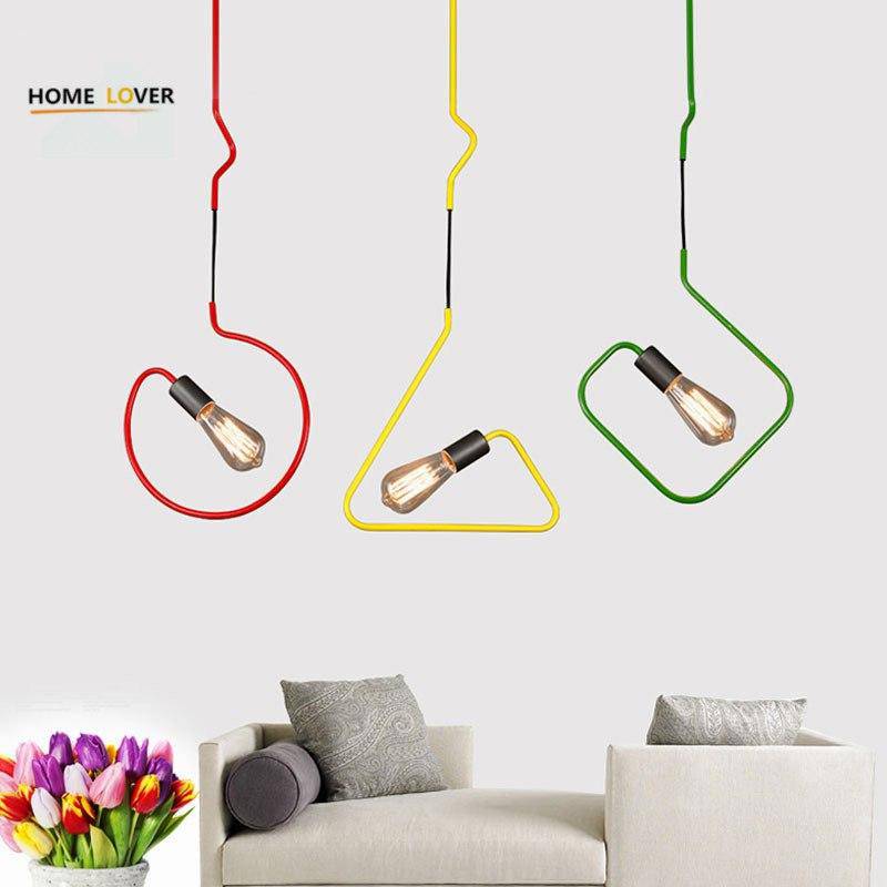 Suspensions design LED en forme géométriques de couleurs