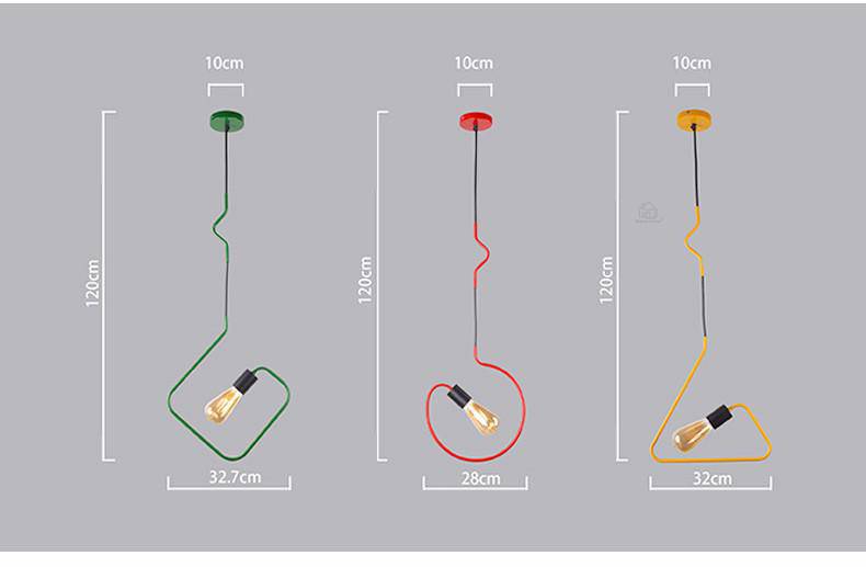 Suspensions design LED en forme géométriques de couleurs