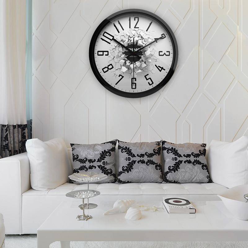 Horloge murale design style cassure 3D Effect - vue 3 sur 5