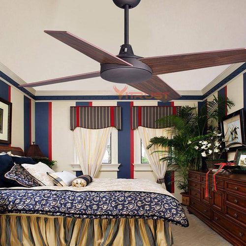 Ceiling fan with 4 wooden wood blades