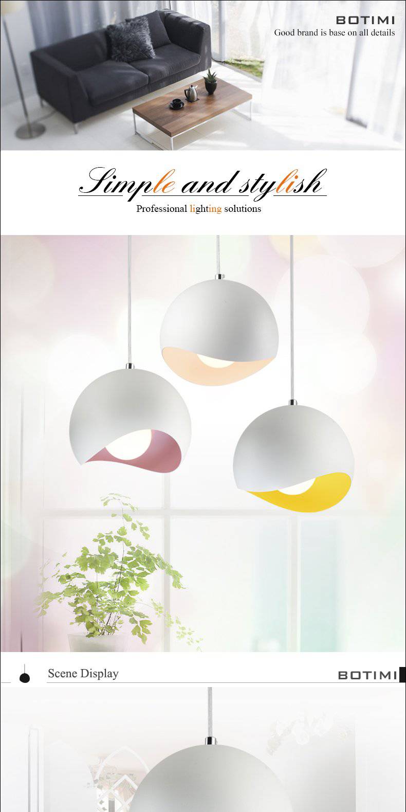 Suspension design en boule ouverte de couleur Botimi