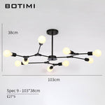 Lustre design à LED avec branches noires Pendente