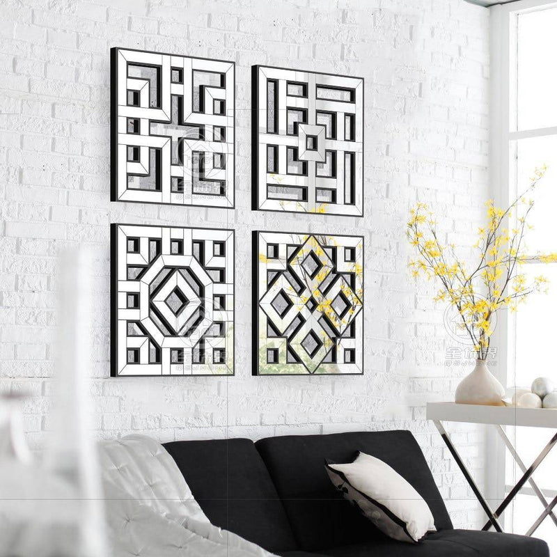 Square design wall mirror with Decor shapes