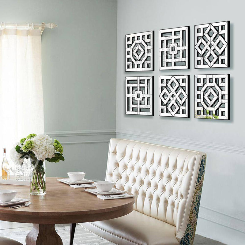 Square design wall mirror with Decor shapes