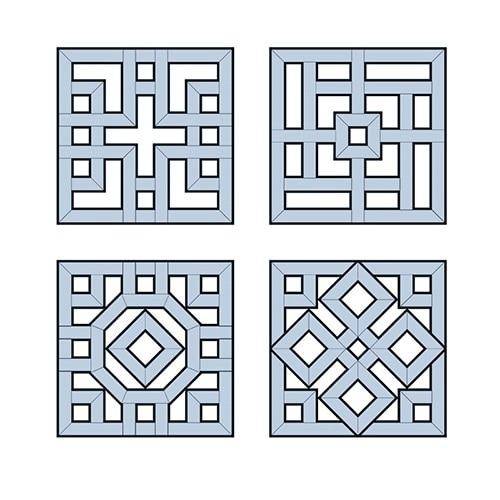 Square design wall mirror with Decor shapes
