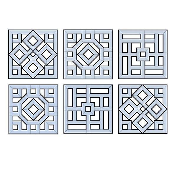 Square design wall mirror with Decor shapes